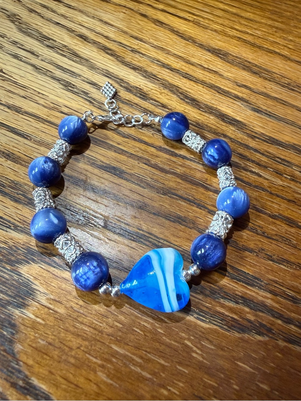Blue Heart Beaded Bracelet - Women's Jewelry